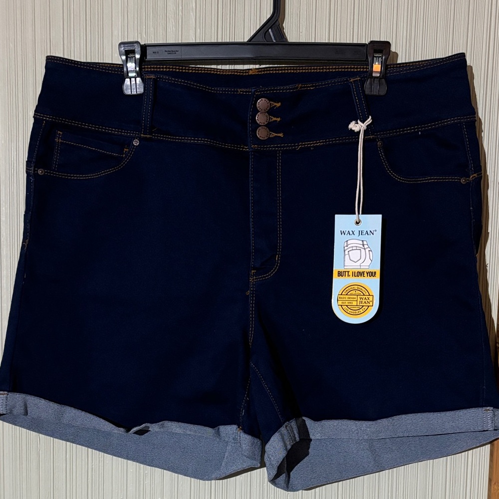 Wax Jean Women's Dark Blue Wash Stretch Jean Shorts